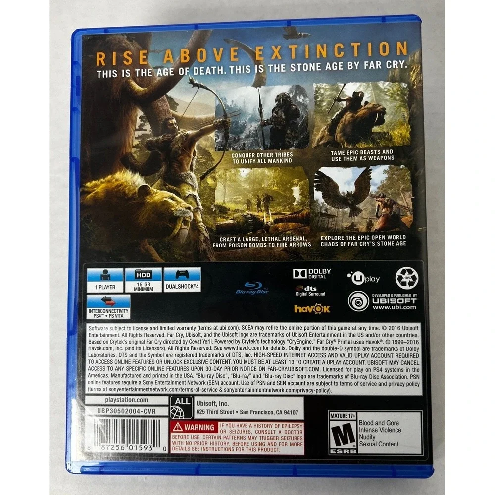 Far‎ Cry Primal Sony PlayStation 4 PS4 Ubisoft Action Adventure Game Stone Age